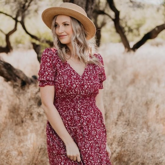 Red floral maxi dress - Picture 1 of 5